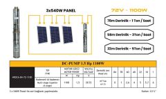 Solar Sulama DC Pompa 1.5Hp / 1100W / 72V
