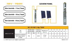 Solar Sulama DC Pompa 1 Hp  72V / 750W