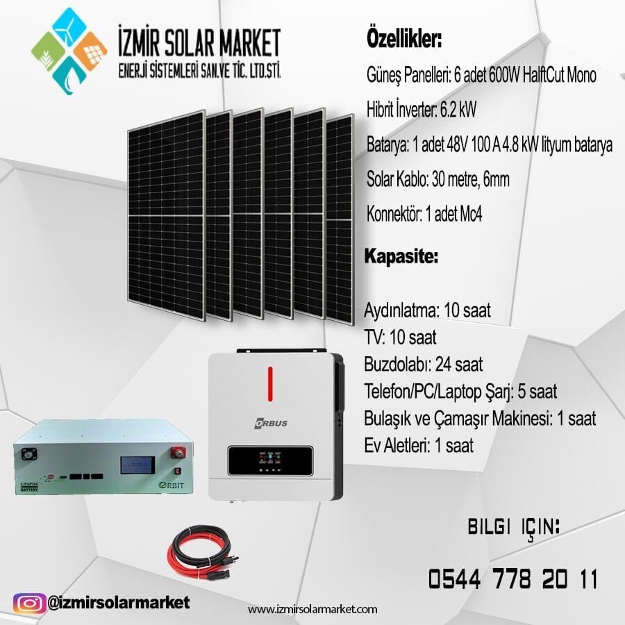 6.2 Kw Mppt Bağ Evi Hazır Güneş Enerjisi Paketi