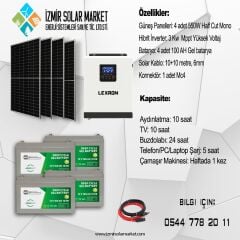 3 Kw Mppt Bağ Evi Hazır Güneş Enerjisi Paketi Jel Akülü