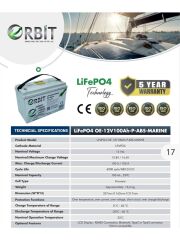 ORBİT 12 V 100 Ah LiFePO4 Akü (Marin)