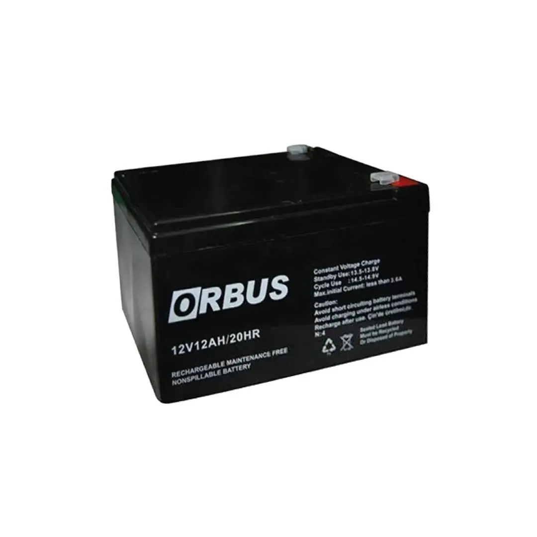 Orbus 12V 12Ah Kuru Akü | Bakımsız VRLA Akü | Kompakt ve Güvenli | 150x97x95 mm