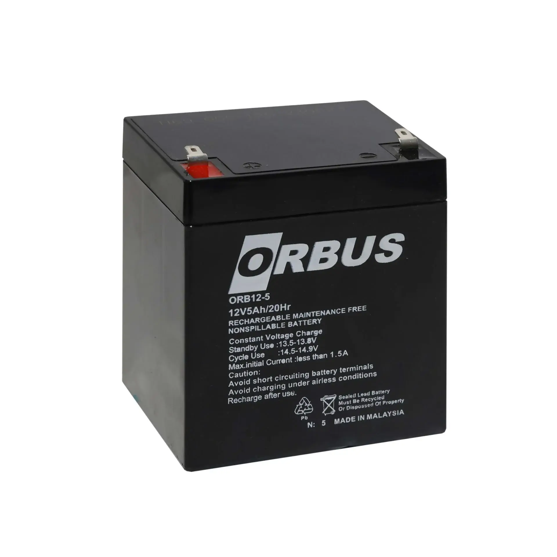 Orbus ORB12-5 12V 5Ah Kuru Akü | Kompakt, Güvenilir, Uzun Ömürlü
