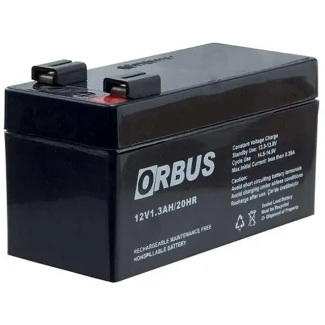 Orbus ORB12-1.3 12V 1.3Ah Kuru Akü | Kompakt Boyut, TSE ve CE Belgeli