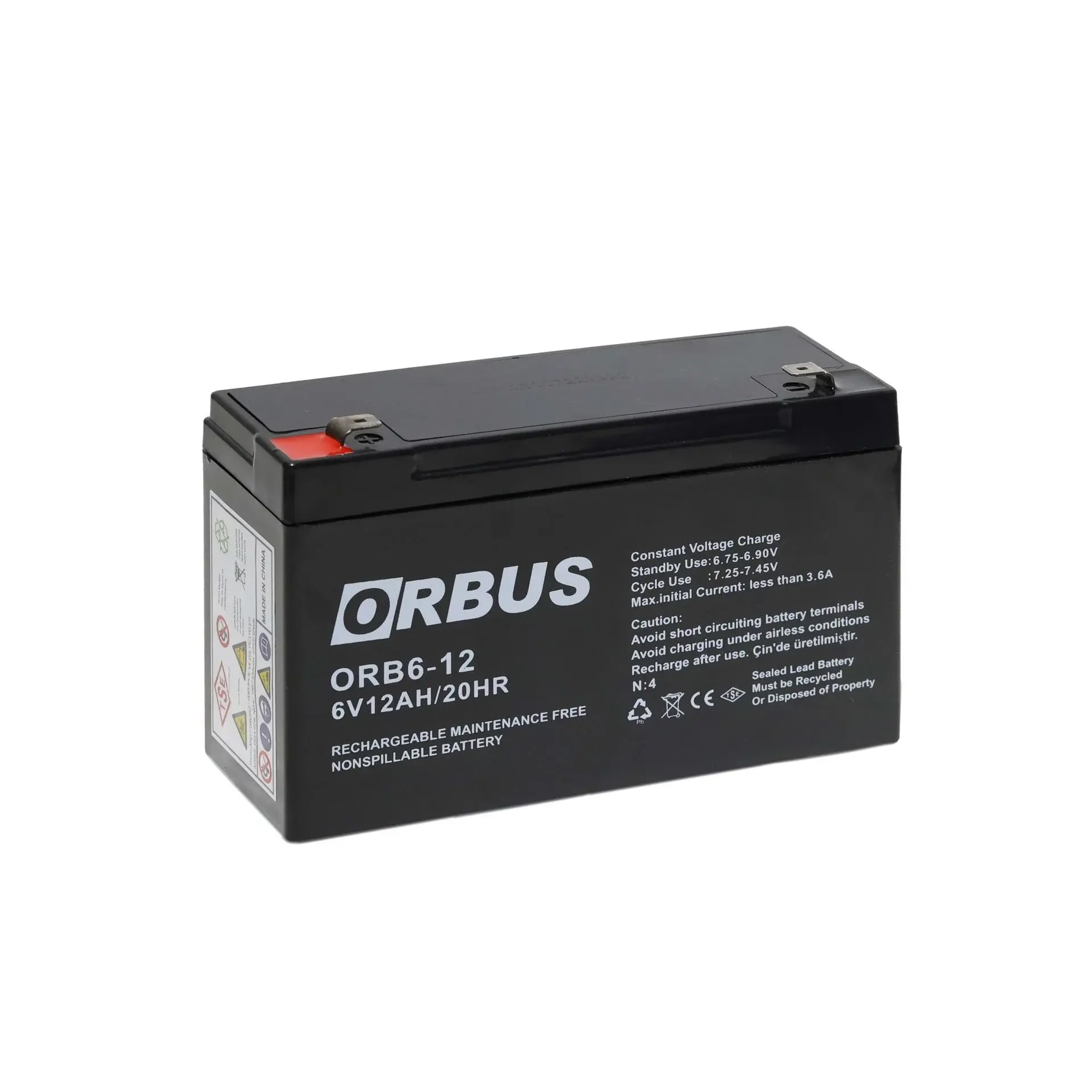 Orbus 6V 12Ah Kuru Akü | Bakım Gerektirmez, Kompakt ve Uzun Ömürlü