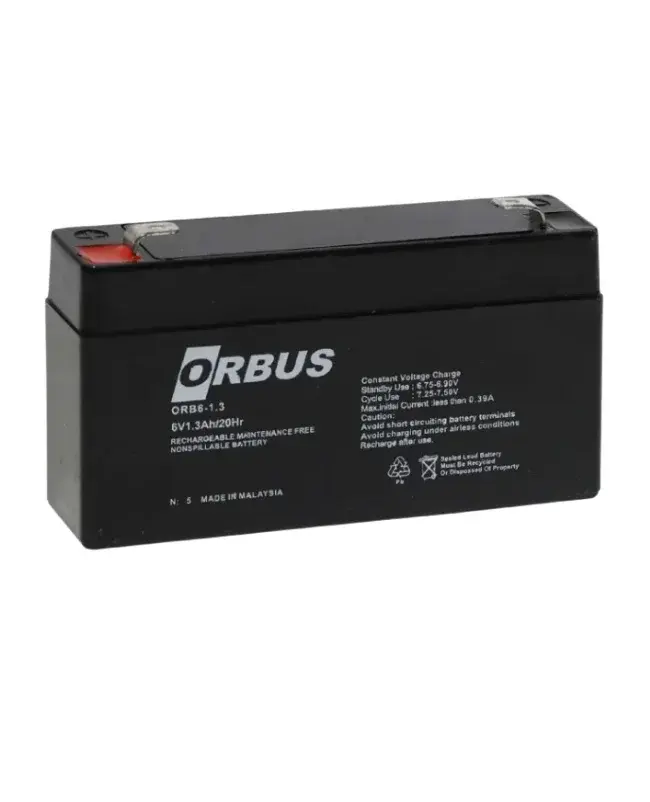 Orbus 6V 1.3Ah Kuru Akü | Kompakt, Hafif ve Bakımsız Güç Çözümü