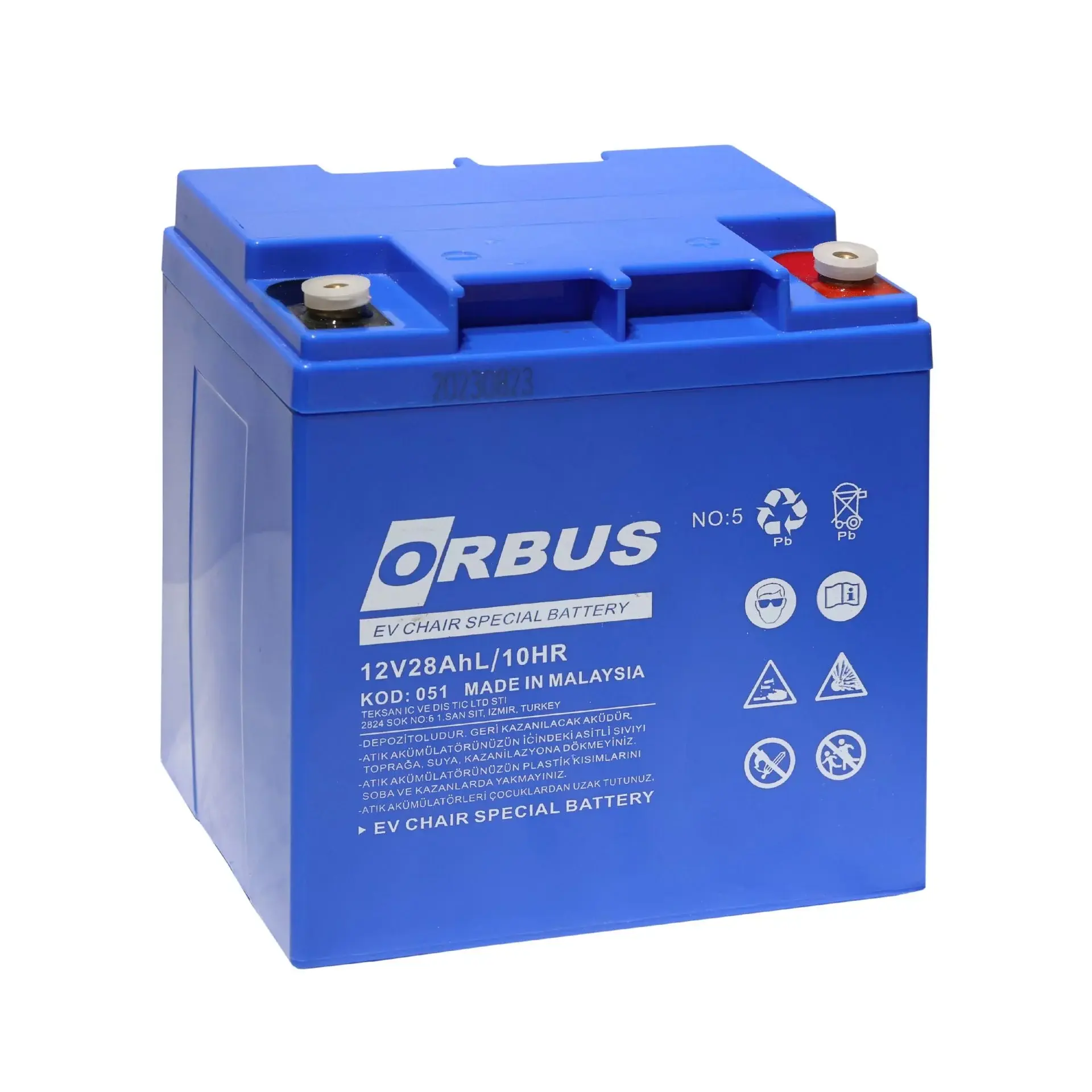 Orbus 12V 28Ah Yatay Engelli Araç Aküsü | Tekerlekli Sandalye ve Scooter Uyumlu