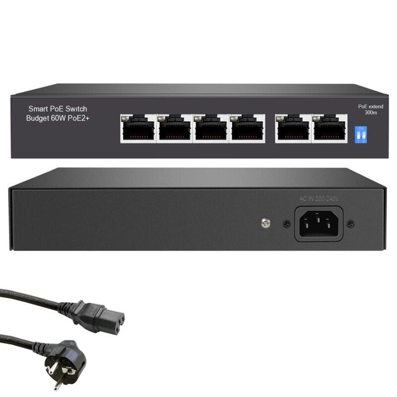 HR-PS4P2U 4 Port PoE + 2 Port Uplink 10/100Mbps Ağ Switch