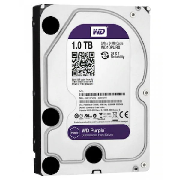 WD Purple 1TB 3.5” 5400 RPM 64MB SATA3 6Gb/sn 7/24 Güvenlik Disk – WD10PURX